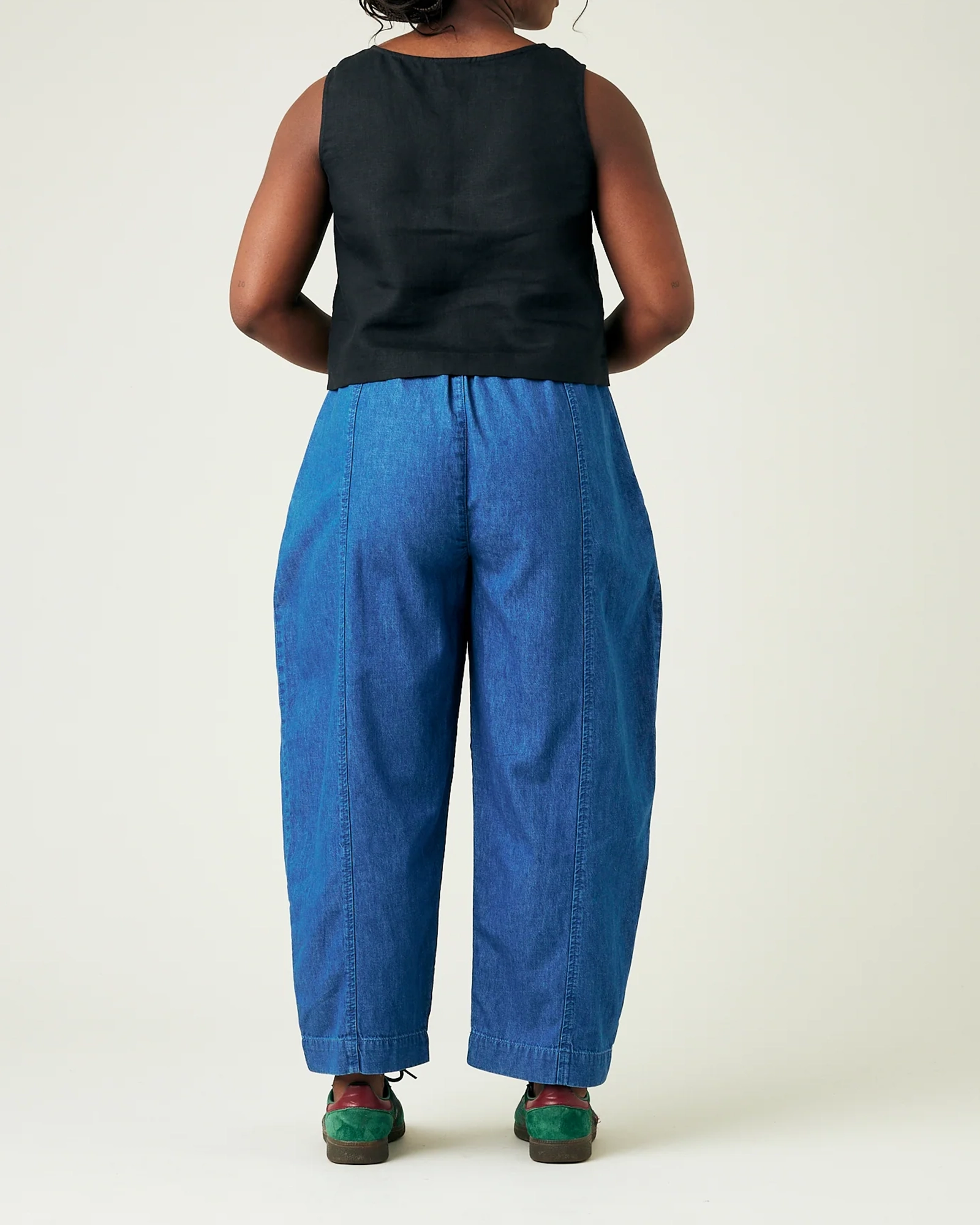 MID WASH DENIM CHAMBRAY TROUSERS