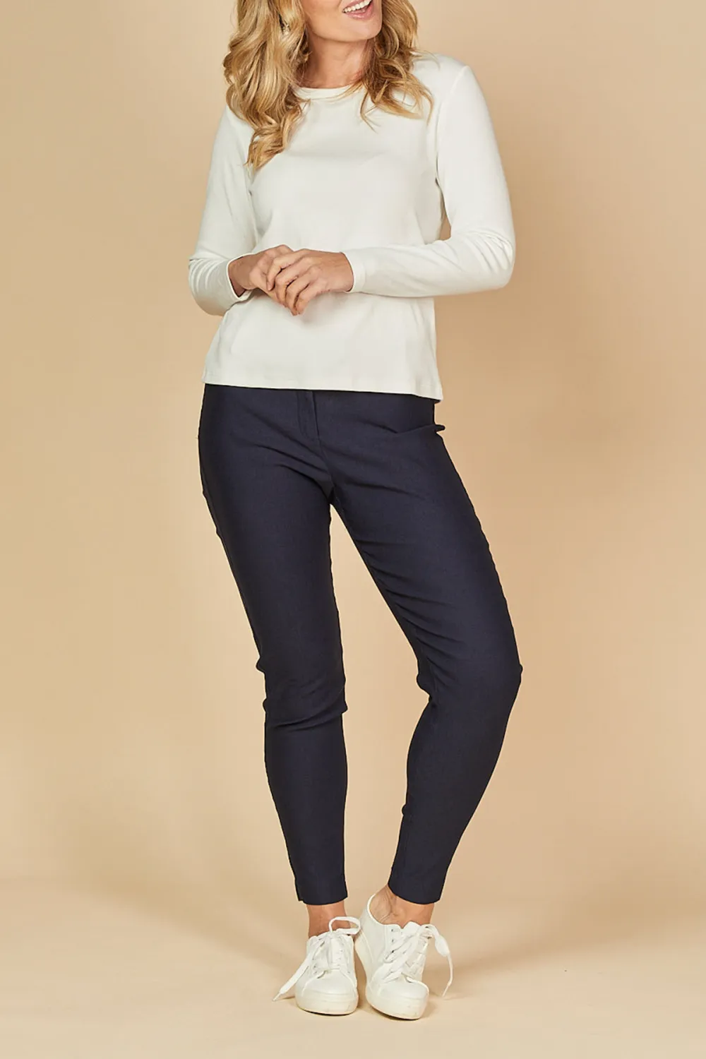 Ponte Straight Leg Pant in Navy