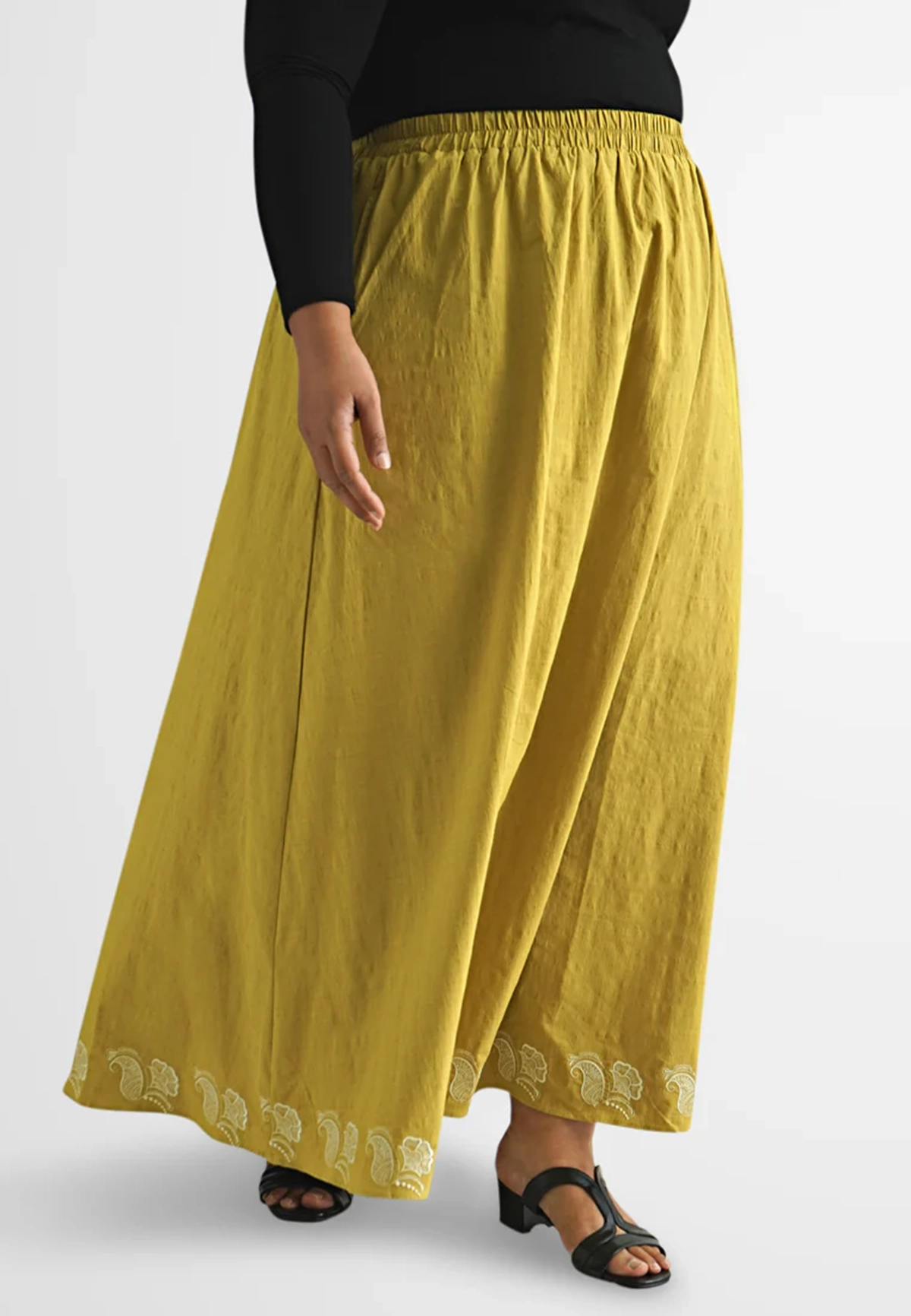 A-line Embroidery Long Skirt