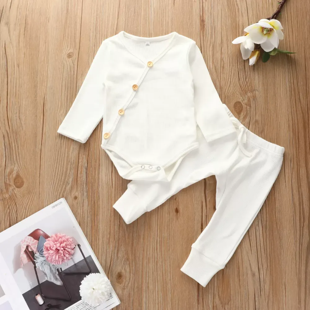 Bodysuit Ribbed Joggers 0-18M Newborn Kid Baby Boy Girl Pajamas set Long Sleeve Body Top and Pants suit Elegant Cute lovely sweet Pjs Set Sleepwear