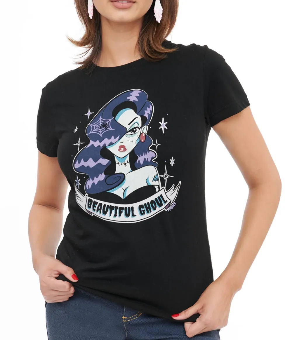 1950s Black Beautiful Ghoul Fitted Graphic Tee