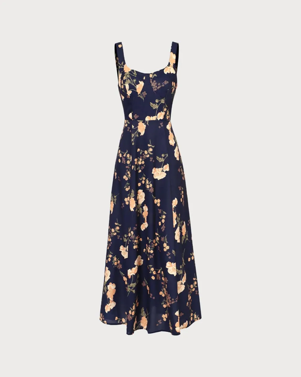 Strapless Square Neck Floral Long Dress