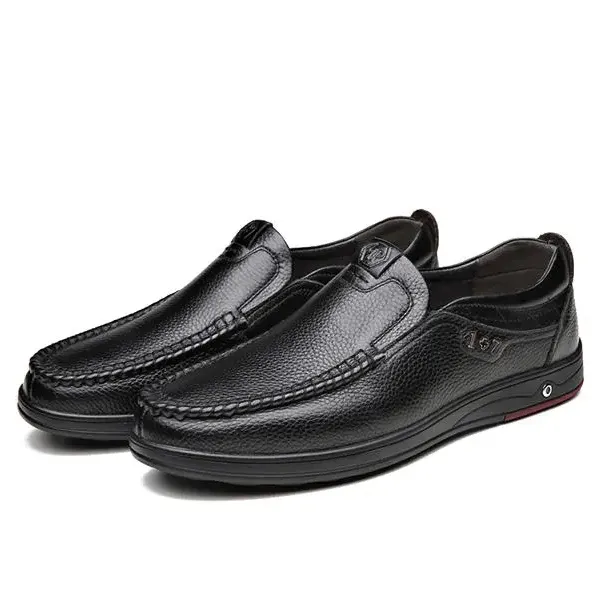 Mens Leather Soft Insole Casual Business Slip On Loafers