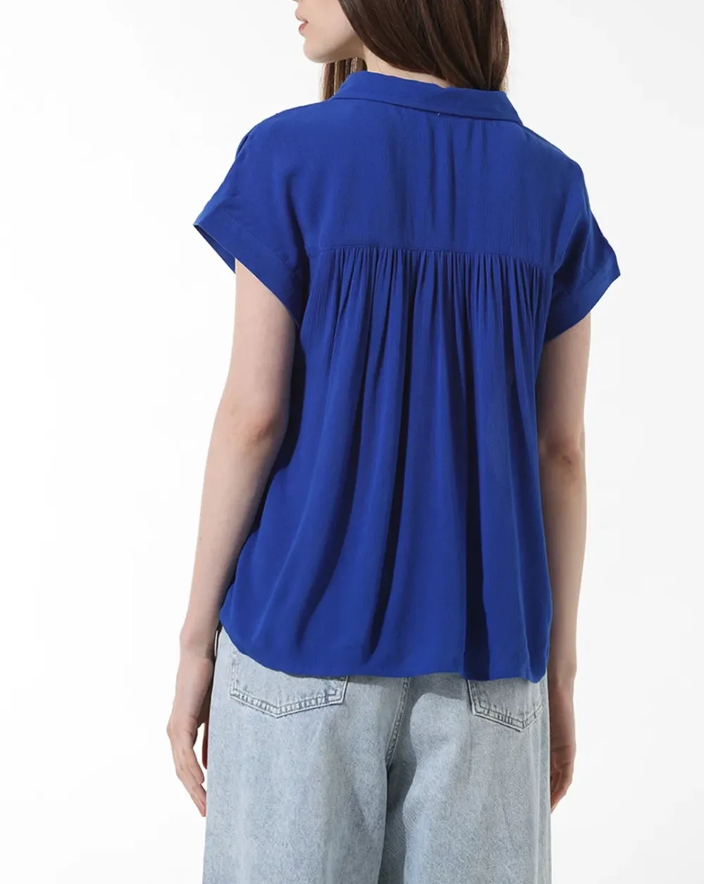 Blue Crinkled Weave Shirt