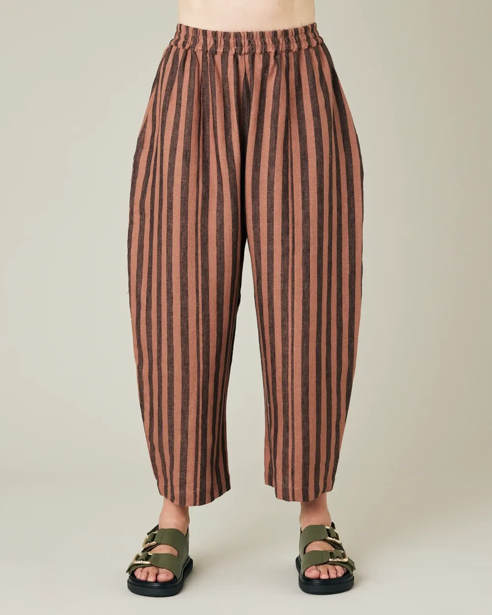 BISCUIT STRIPE LINEN TROUSERS