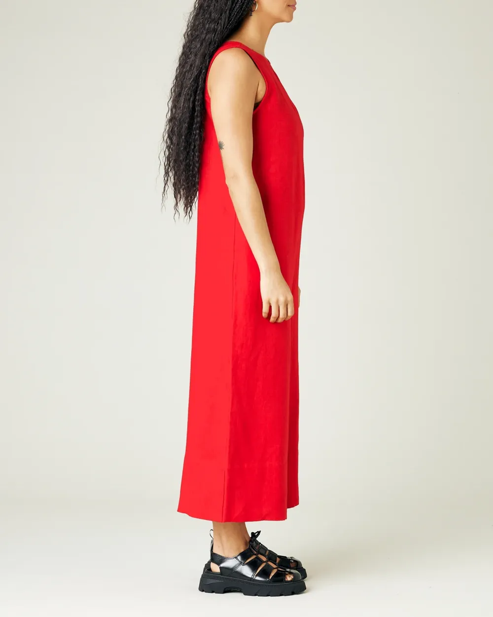 RED LINEN JUMPSUIT