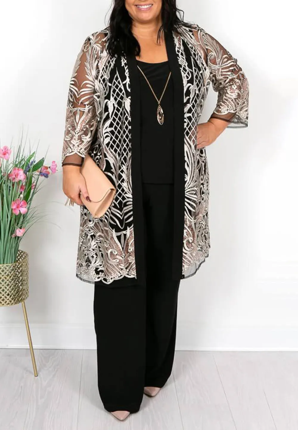 Black and Gold Trouser Suit