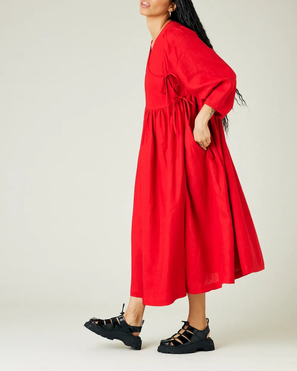 RED LINEN DRESS