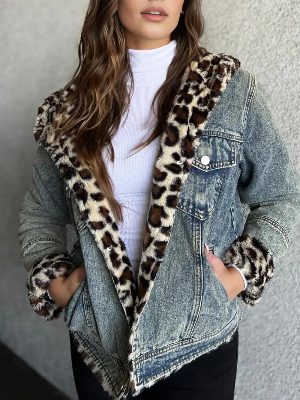 Leopard Denim Jacket