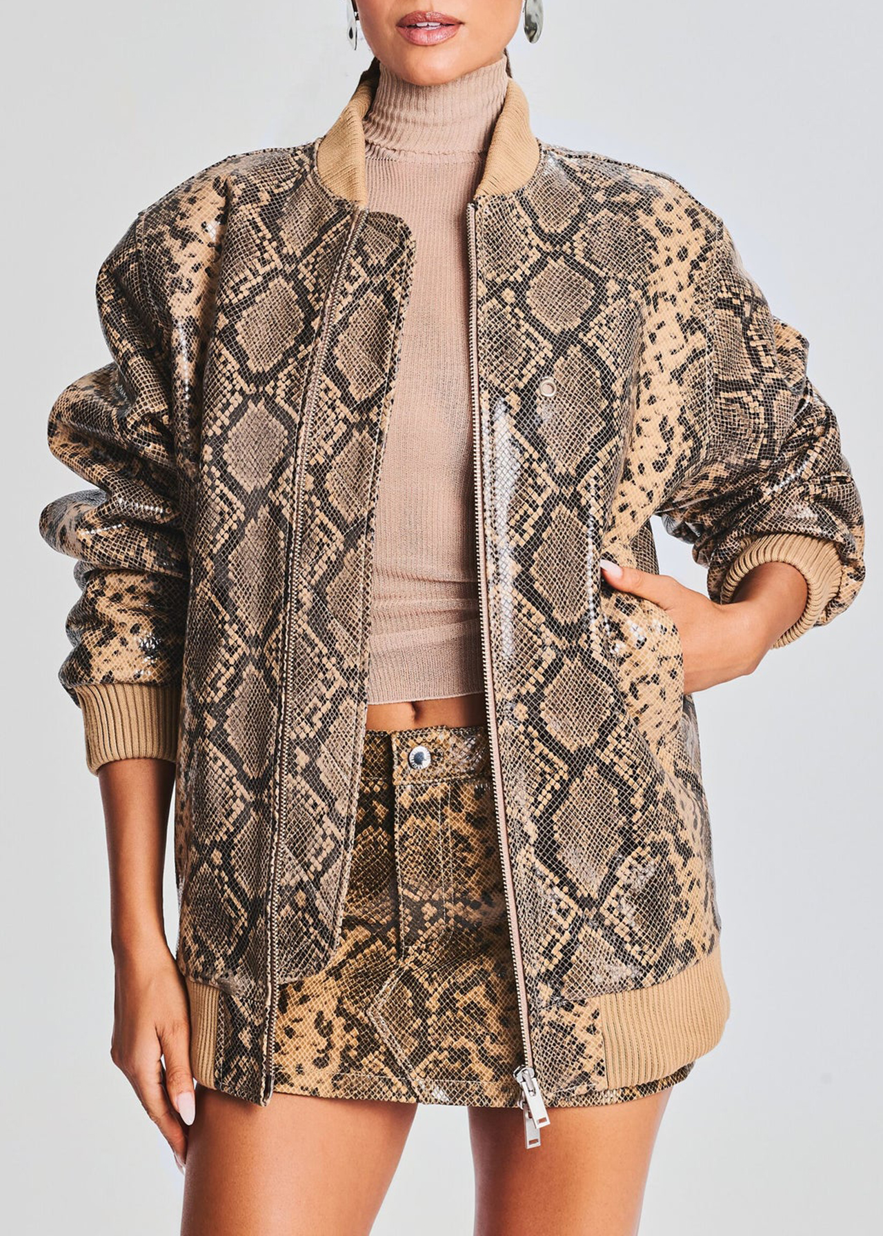 Halle Leather Jacket - Tannin Snake