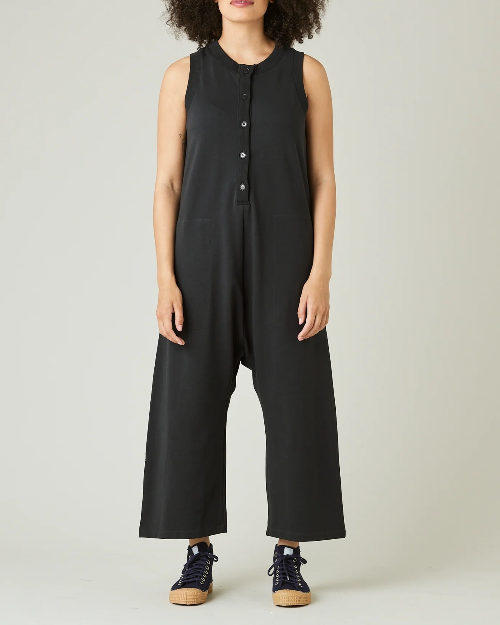 SLATE COTTON JERSEY JUMPSUIT