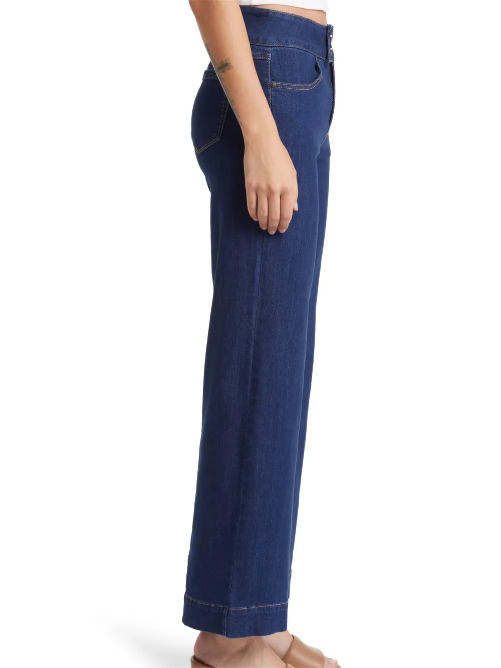 Two-Button High Waist Wide Leg Jeans