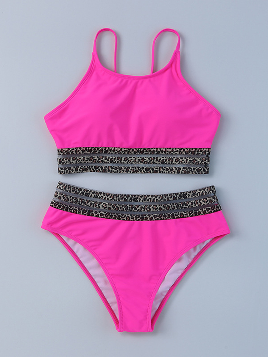 Sexy Swimsuit Leopard Mesh Stitching Swimsuit Suit