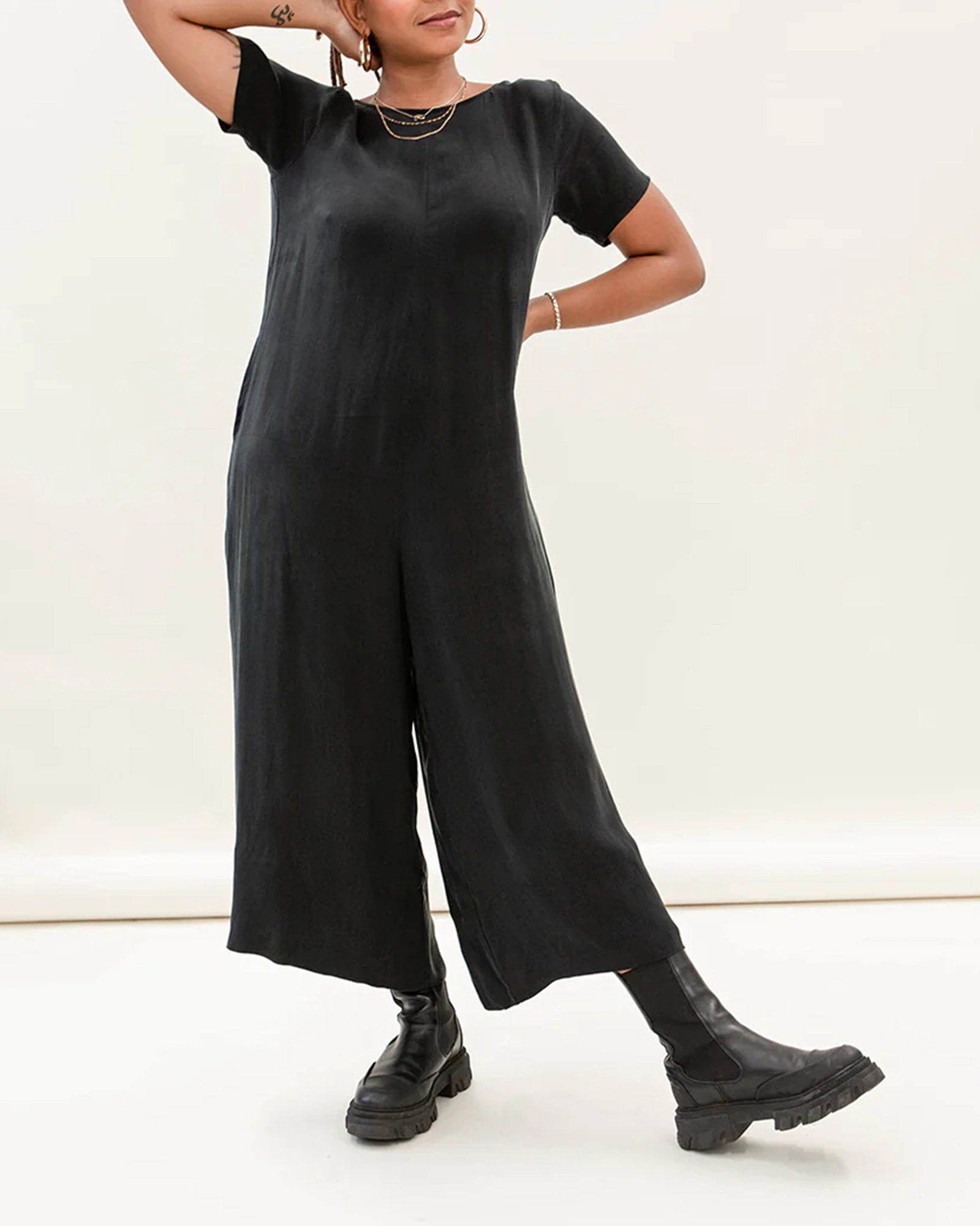 CELINE BLACK CUPRO JUMPSUIT