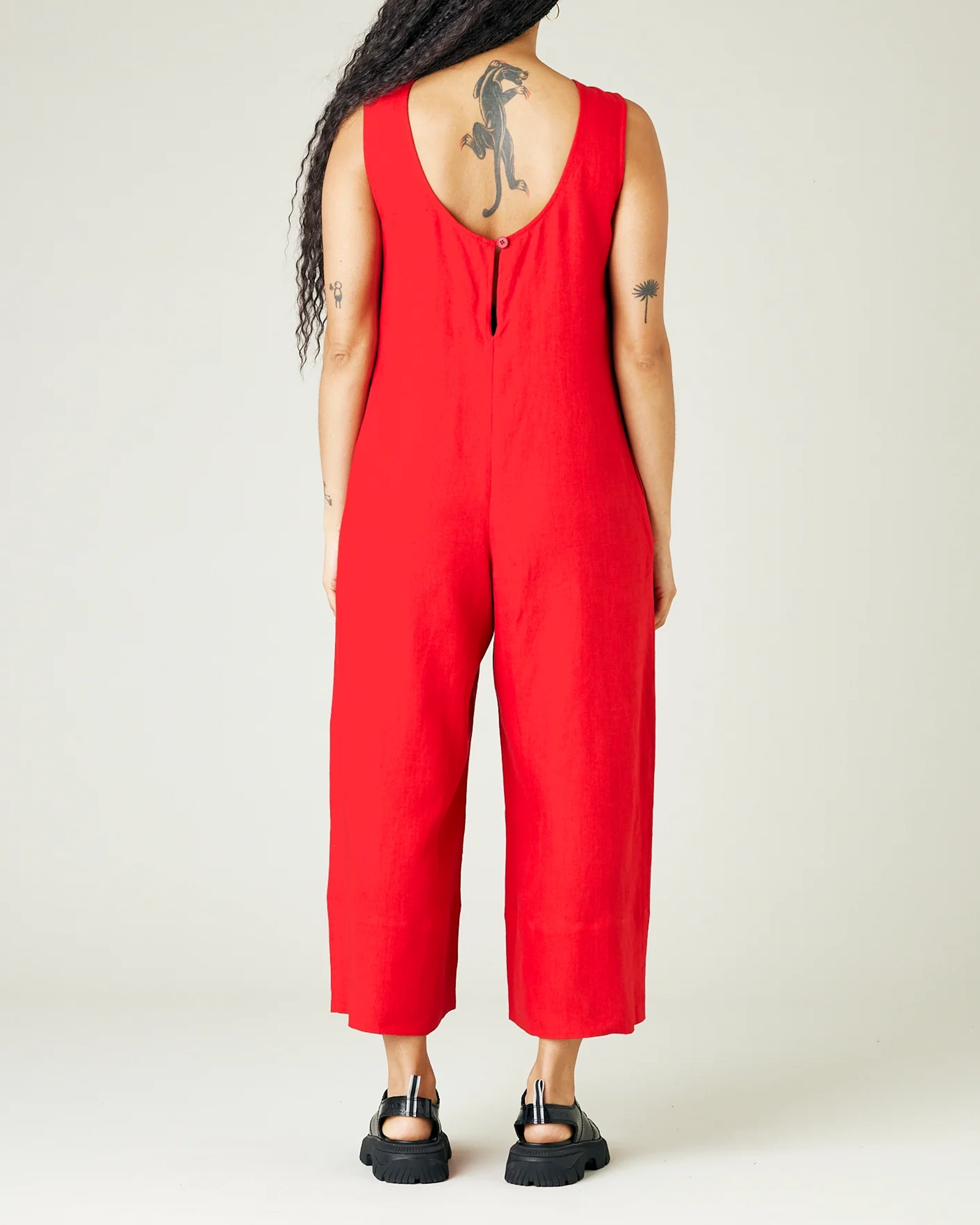 RED LINEN JUMPSUIT