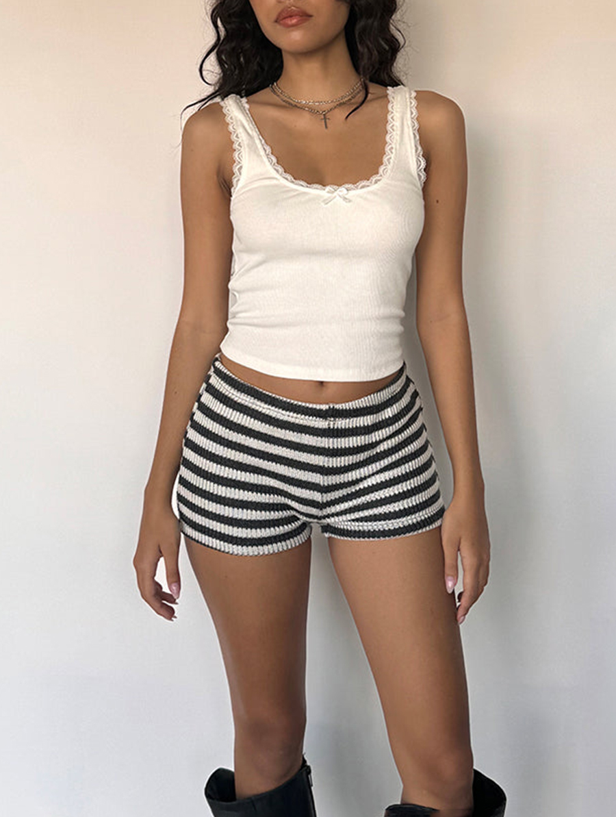 Nikaya Shorts In Stripe Knit Black And White