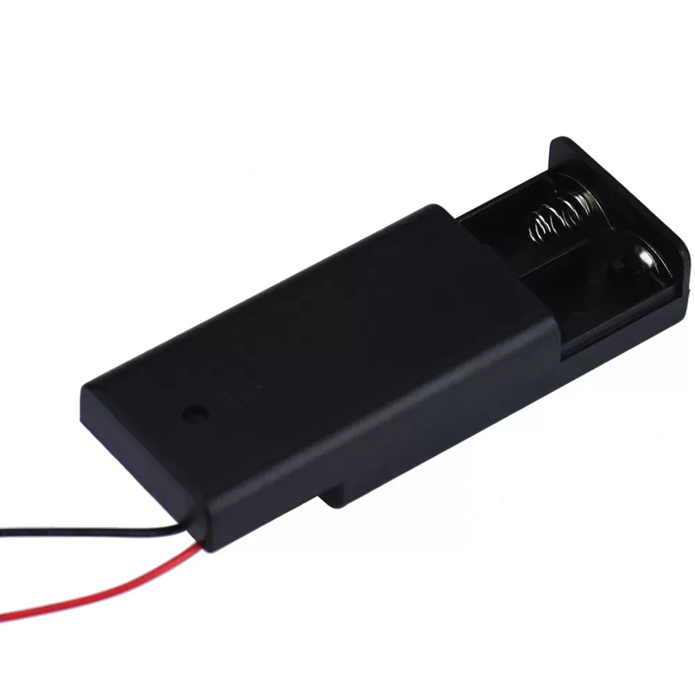 2 x AA 3V Battery Holder Connector Storage Case Box ON/OFF Switch With Lead Wire  Plastic 68.6x33.6x18.2mm