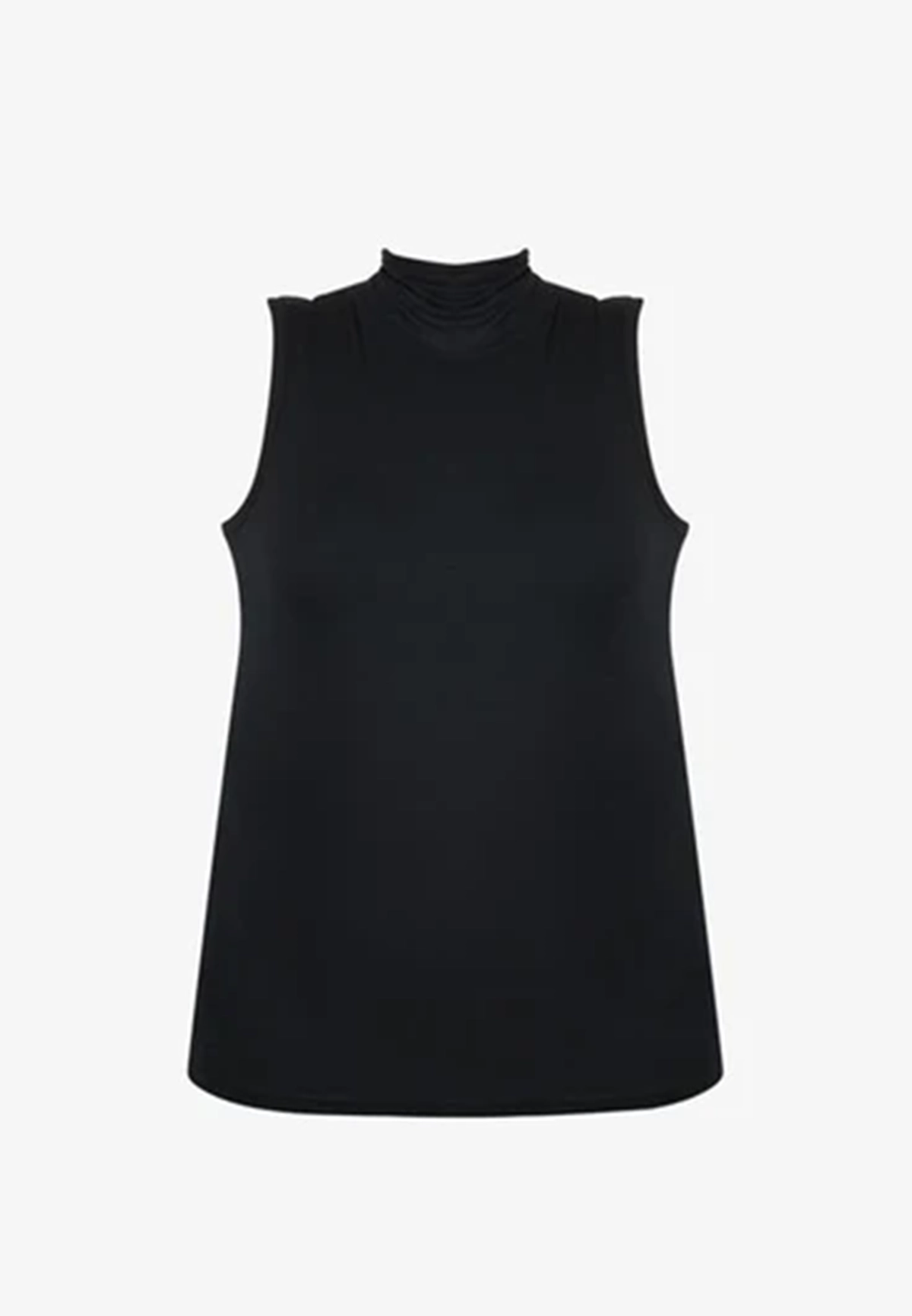 Black sleeveless t-shirt with collar