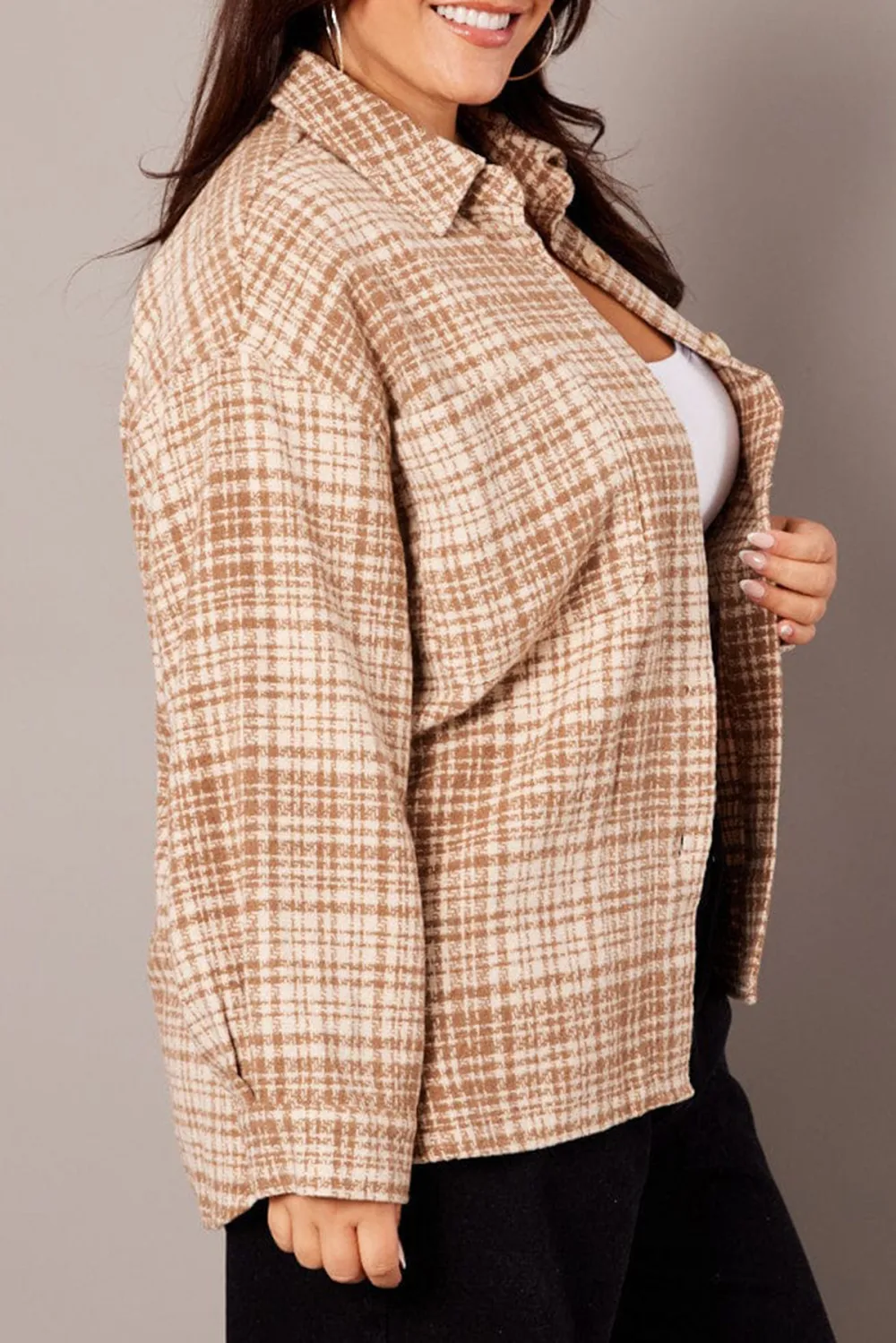 Brown Check Oversized Blazer