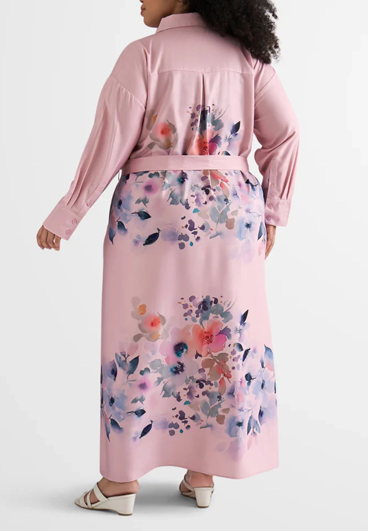 Floral Belted Long Shirt Dress