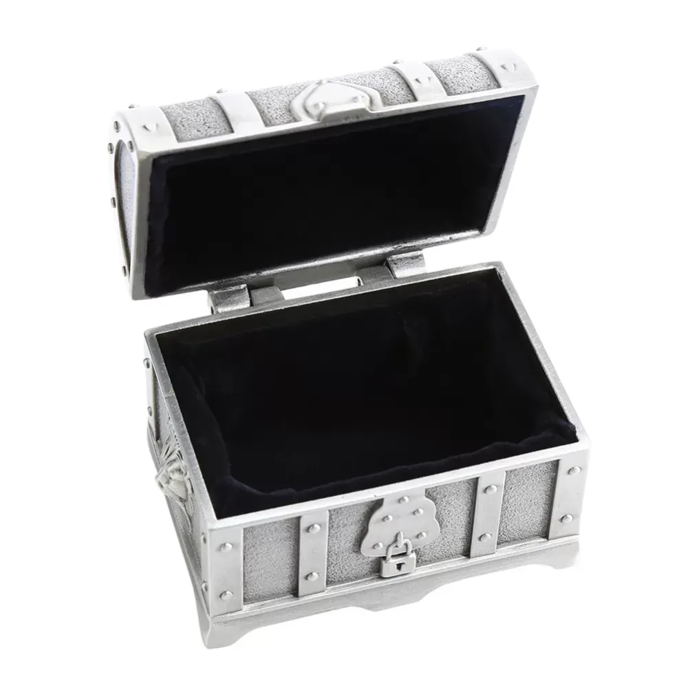 Small Zinc Alloy Antique Vintable Pirate Treasure Chest Jewelry Box Retro Trinket Ring Earring Necklace Storage Holder Case