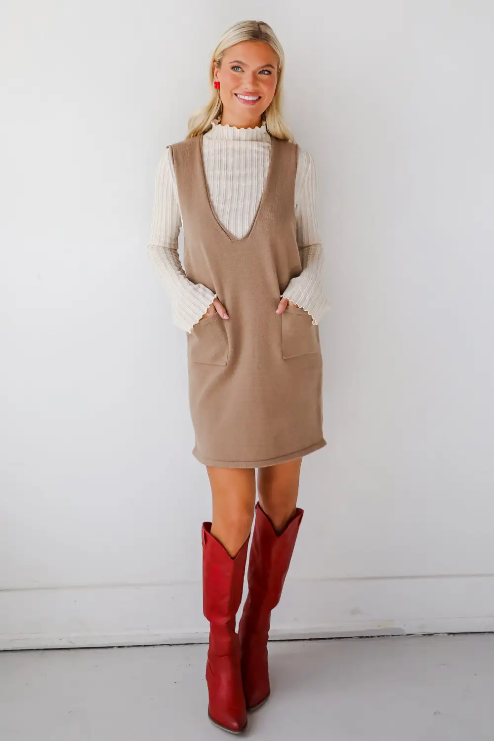 Perfect Outcome Mocha Mini Sweater Dress - DOORBUSTER