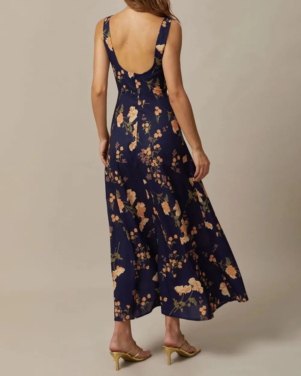 Strapless Square Neck Floral Long Dress