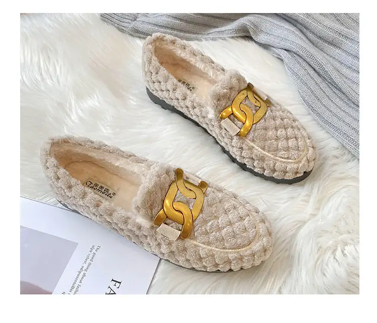 Cilool Furry Flats Loafers Fu65