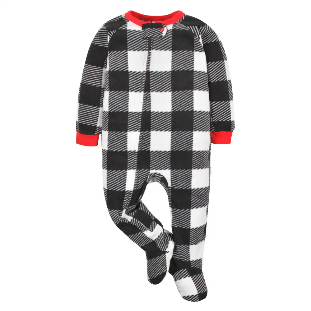 Infant & Toddler Neutral Buffalo Plaid Fleece Pajamas