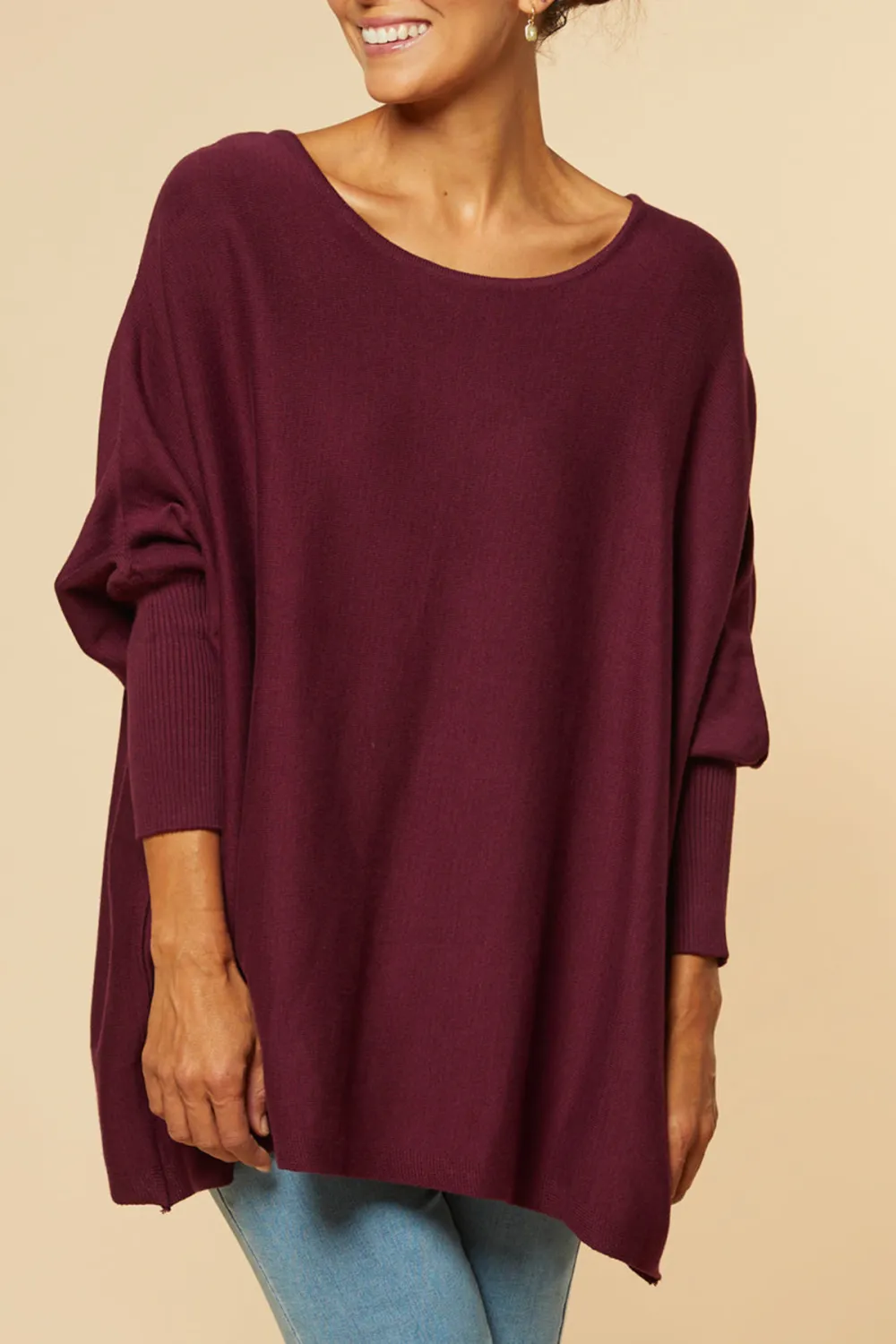 Mia Oversized Jumper In Plum