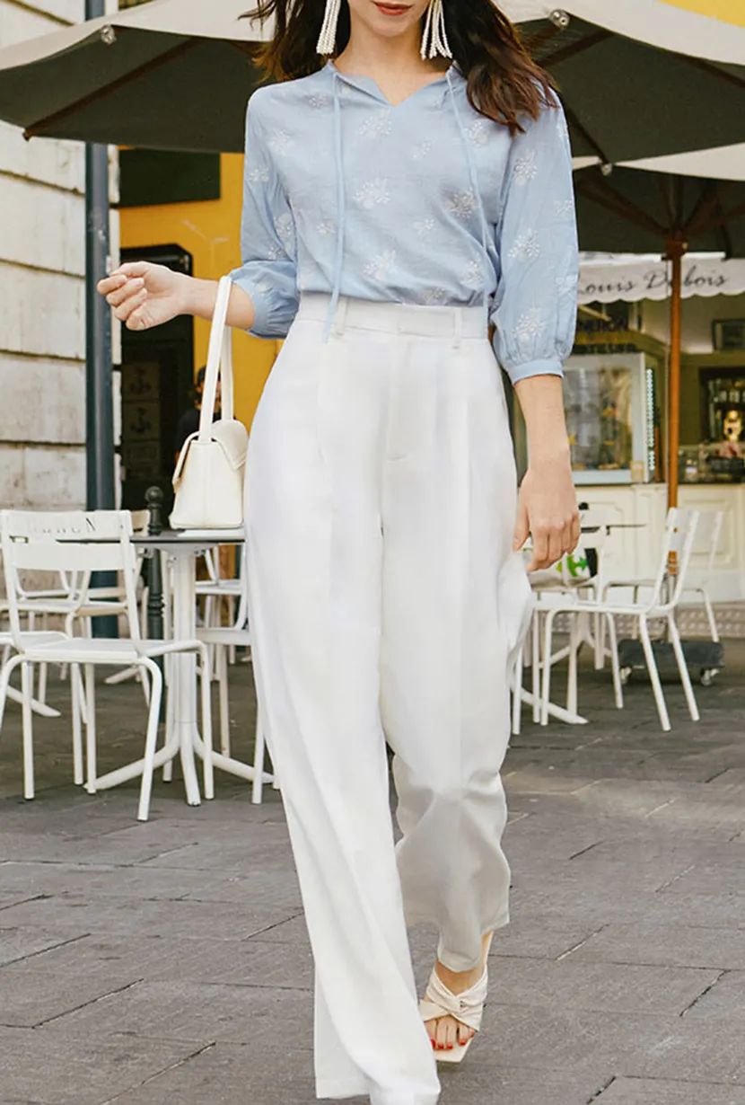 Estella Blouse - Pastel Blue