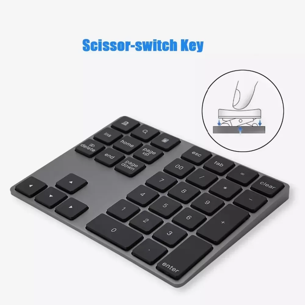 Wireless Bletooth 34 Keys Numeric Keypad Number Pad Keyboard For Apple Mac-book Desktop Office Entertainment Accessories