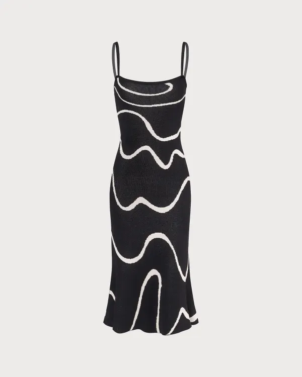 Black and white suspender ripple dress