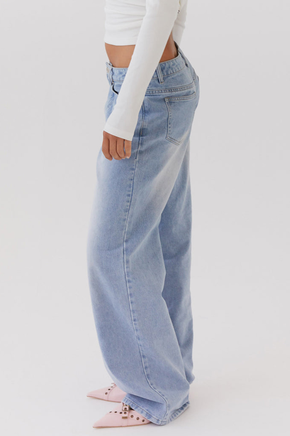 Keanna Low Rise Denim Jeans - Light Blue