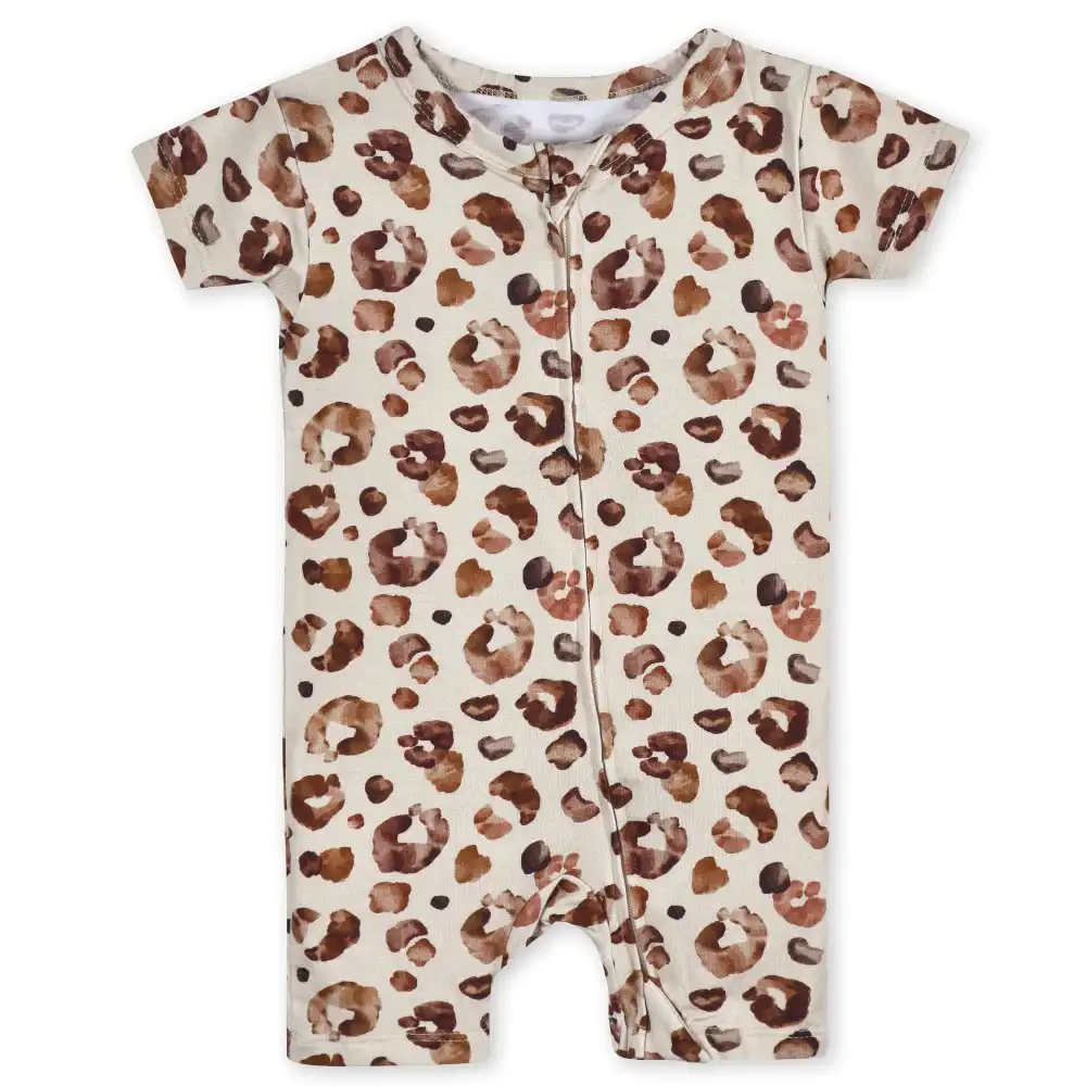 Baby Spotted Leopard Buttery Soft Viscose Made from Eucalyptus Snug Fit Romper