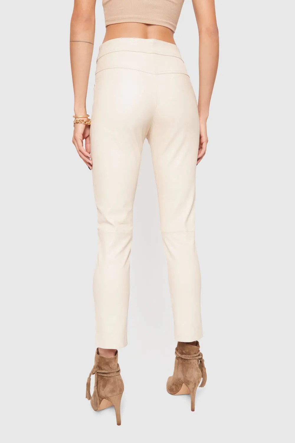 Cream Pocket Zip Pants