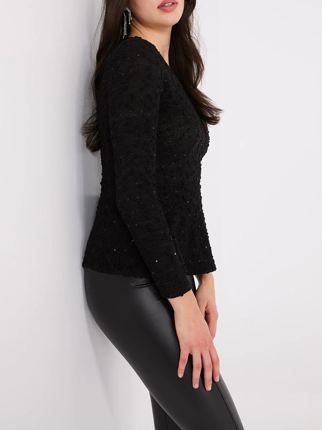 Sequin Boucle Peplum Top