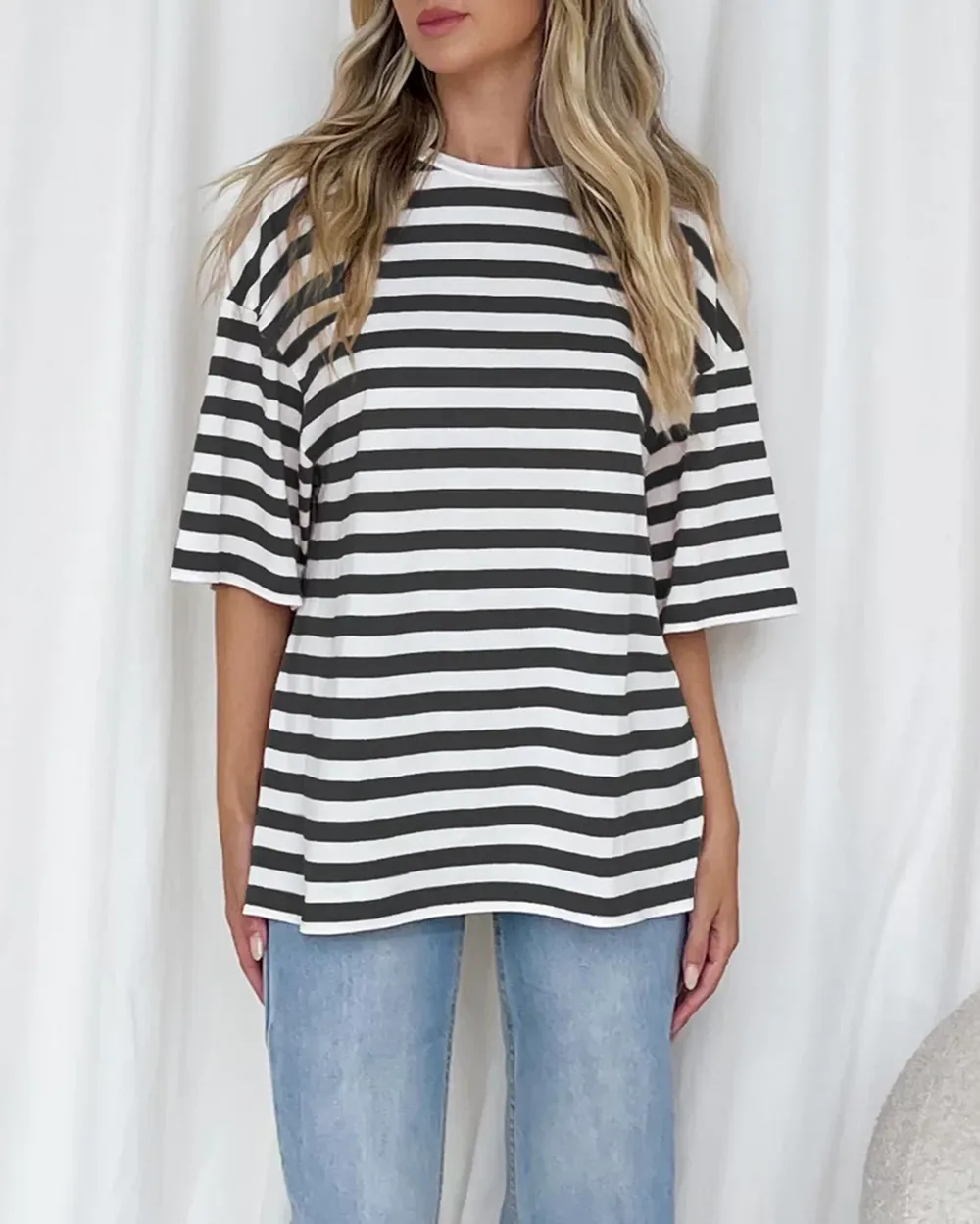 Nostalgia Stripe Oversized Boyfriend Tee