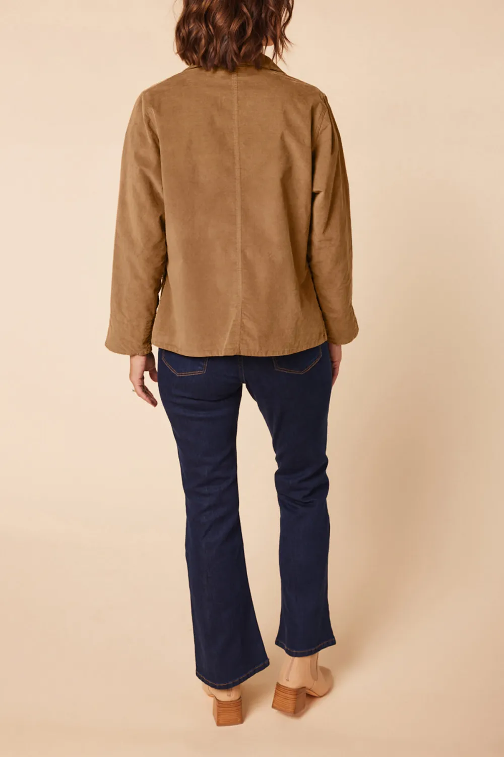 Adrift Relaxed Brushed Cotton Blazer In Camel