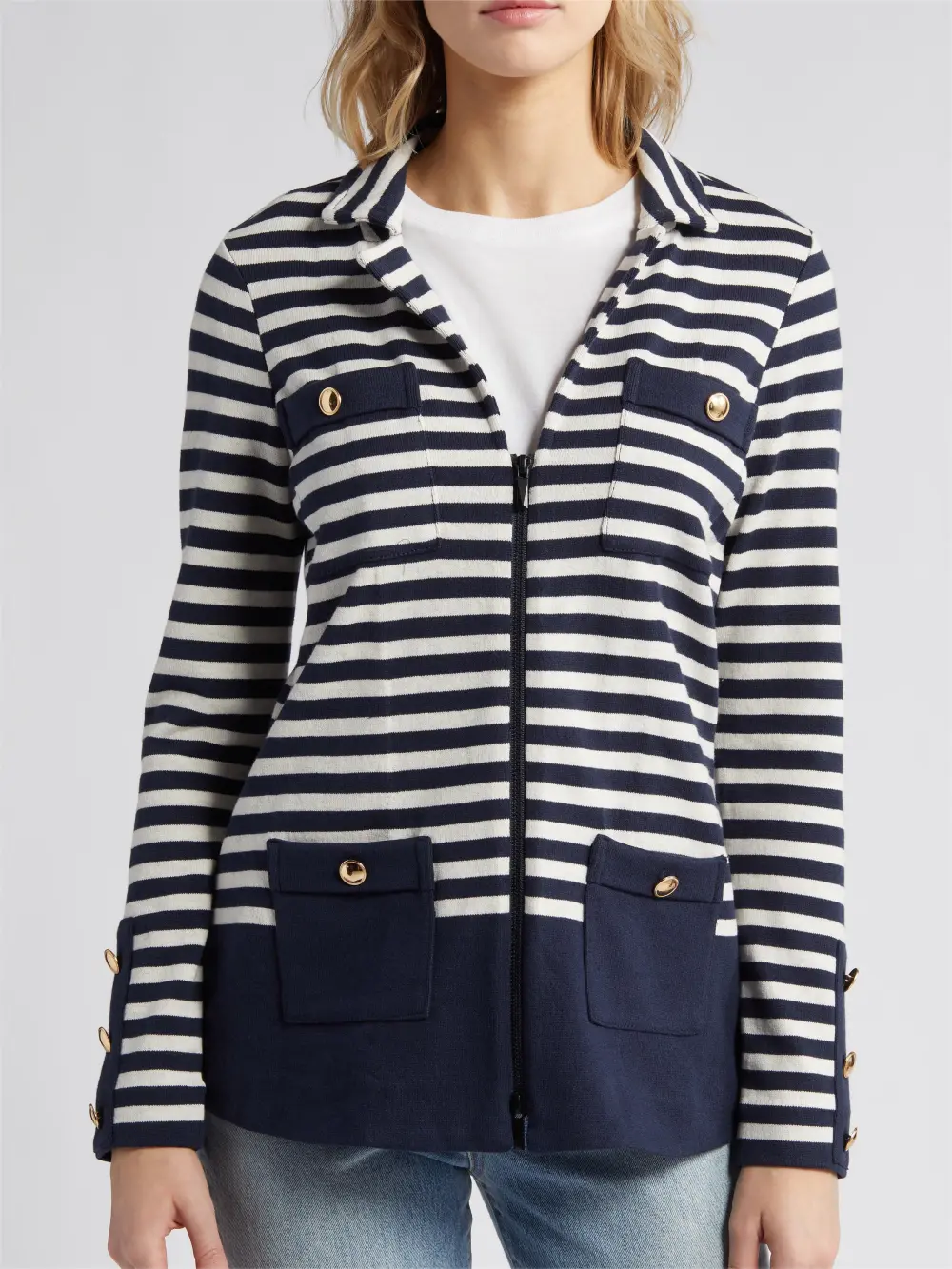 City Charm Stripe Sweater Jacket