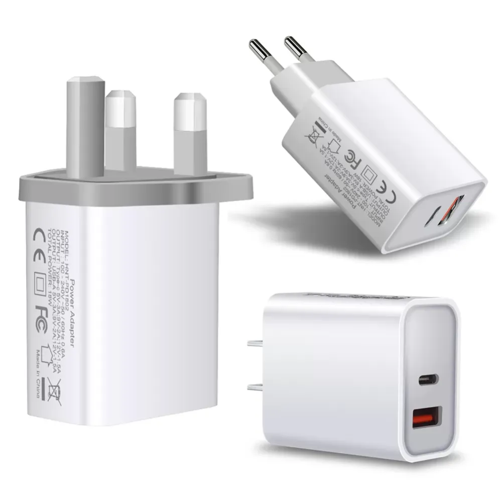 EU US UK Plug 18W USB Charger for iPhone 12 PD USB Type C Charge Wall Charger Fast Charging Power Adapter for Mobile Phone