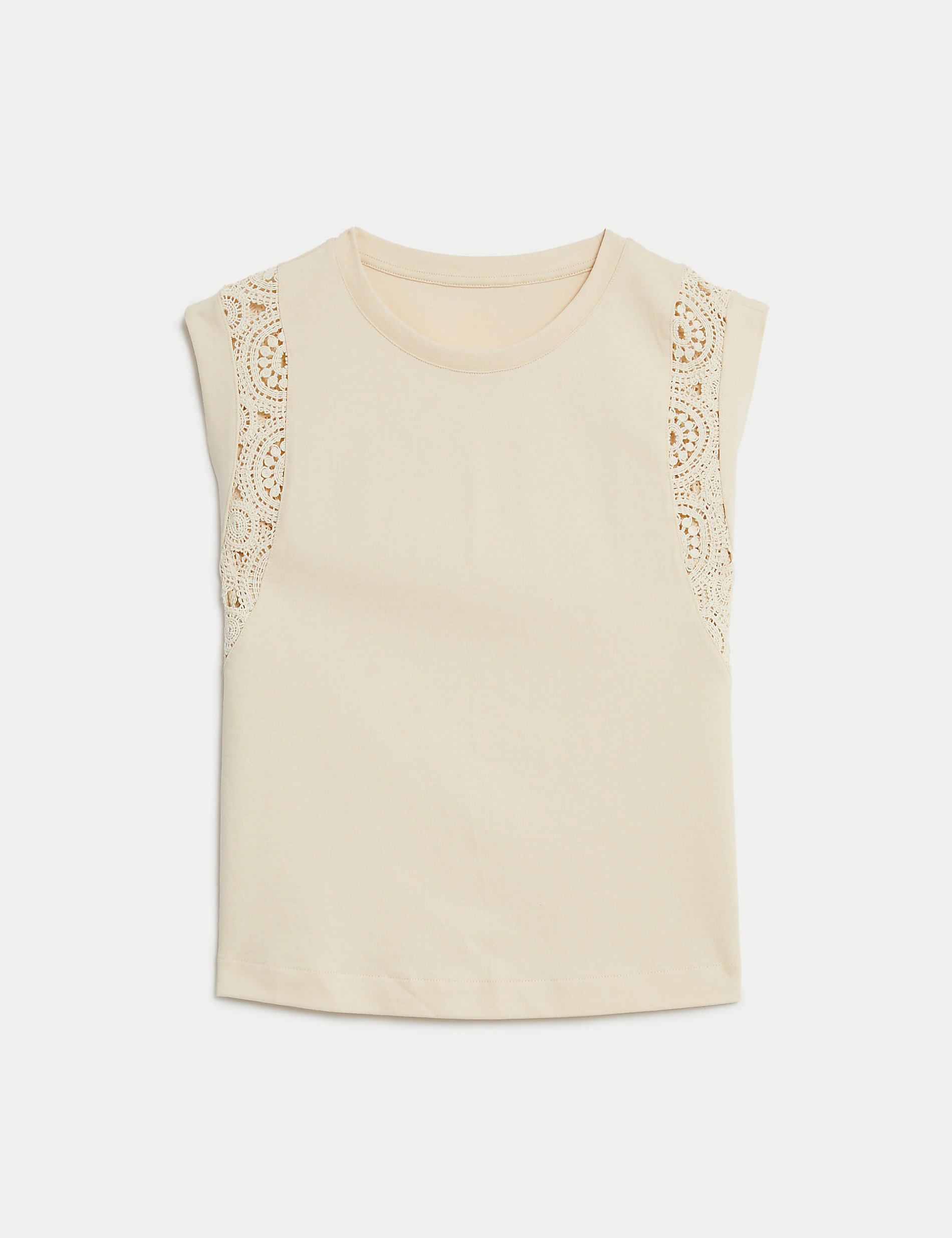 Pure Cotton Lace Insert T-Shirt