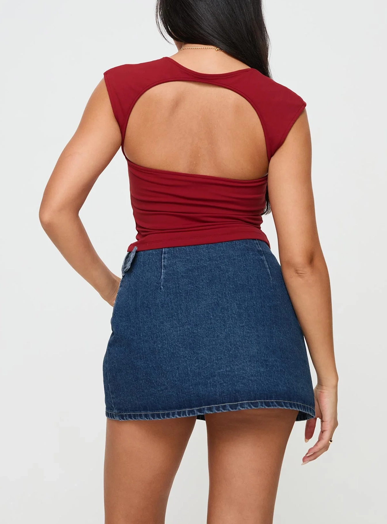 Wait Up Denim Wrap Mini Skirt