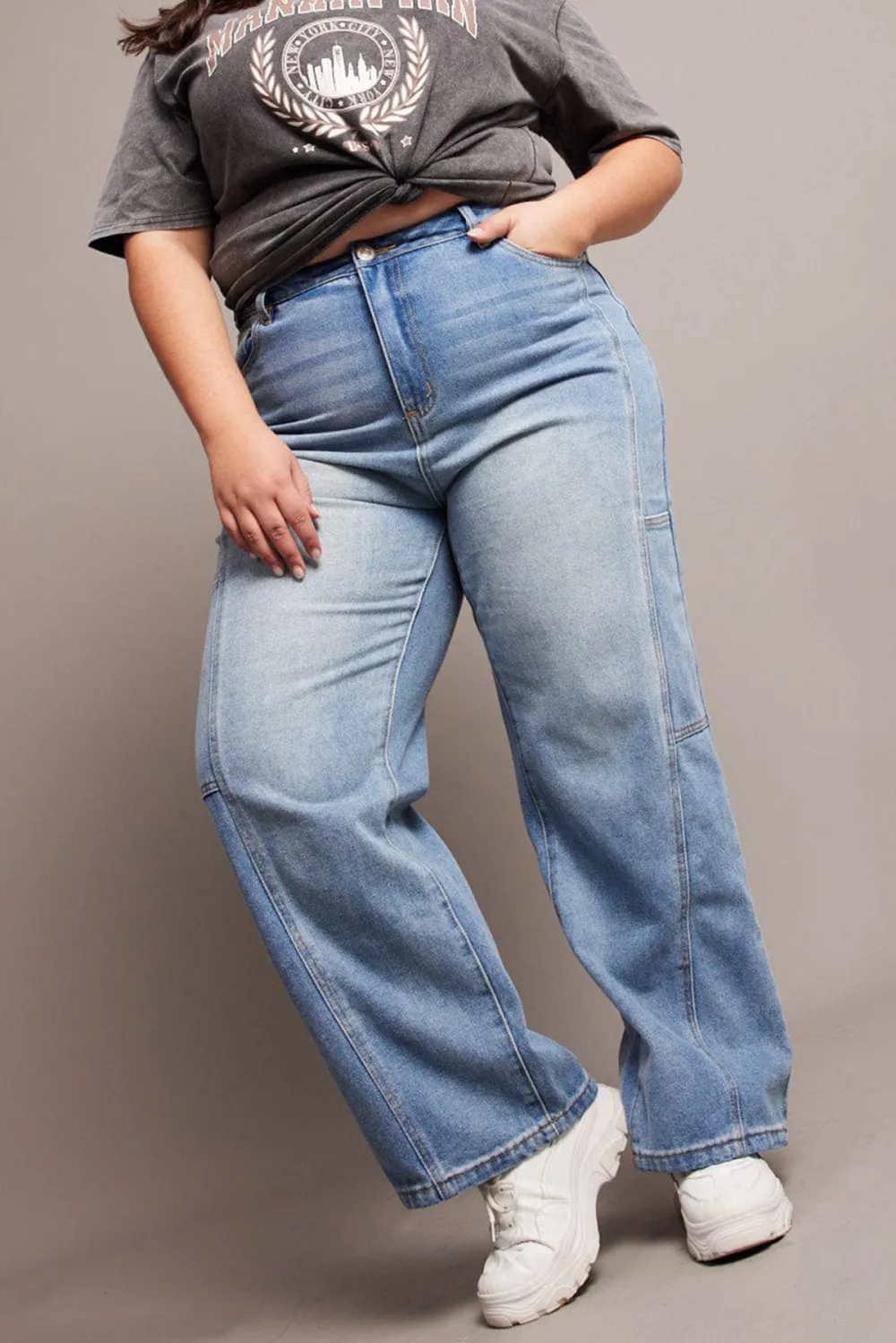 Denim Baggy Jeans Mid Rise