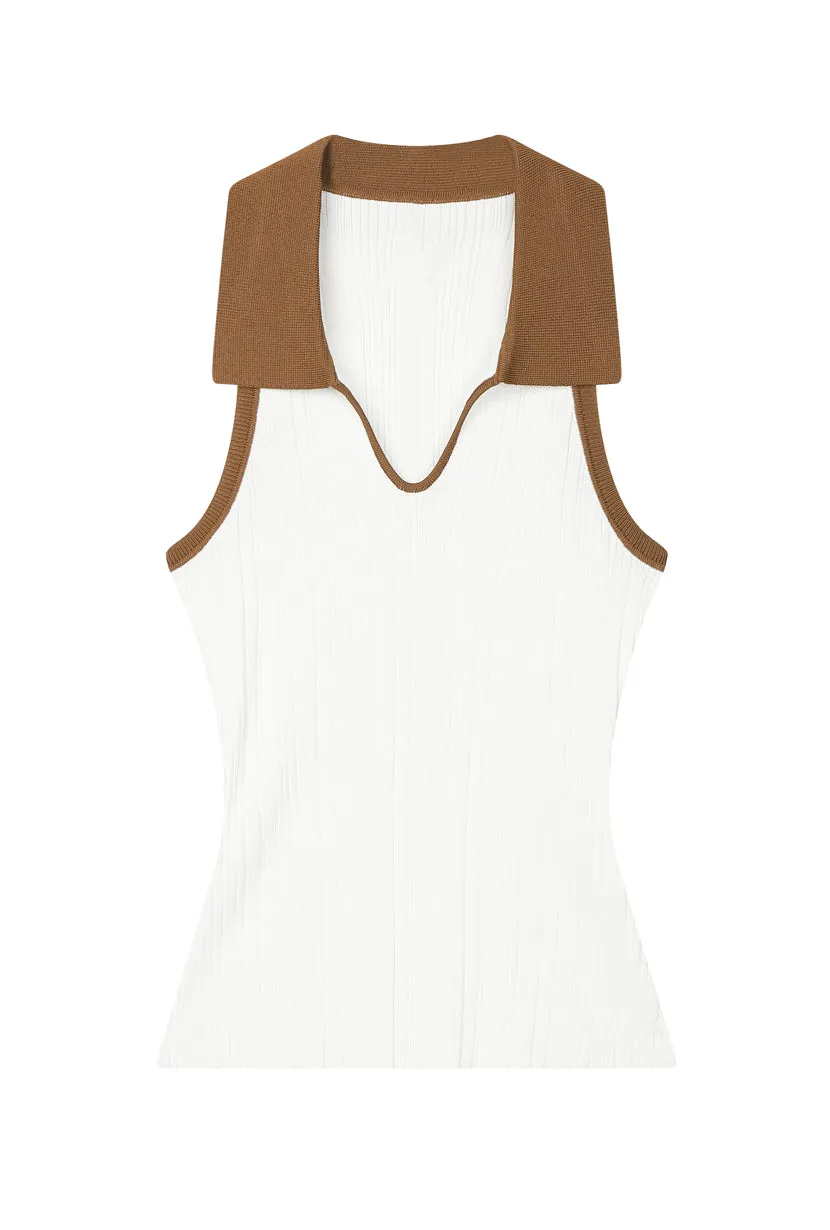 Jody Knit Top - Ivory & Camel