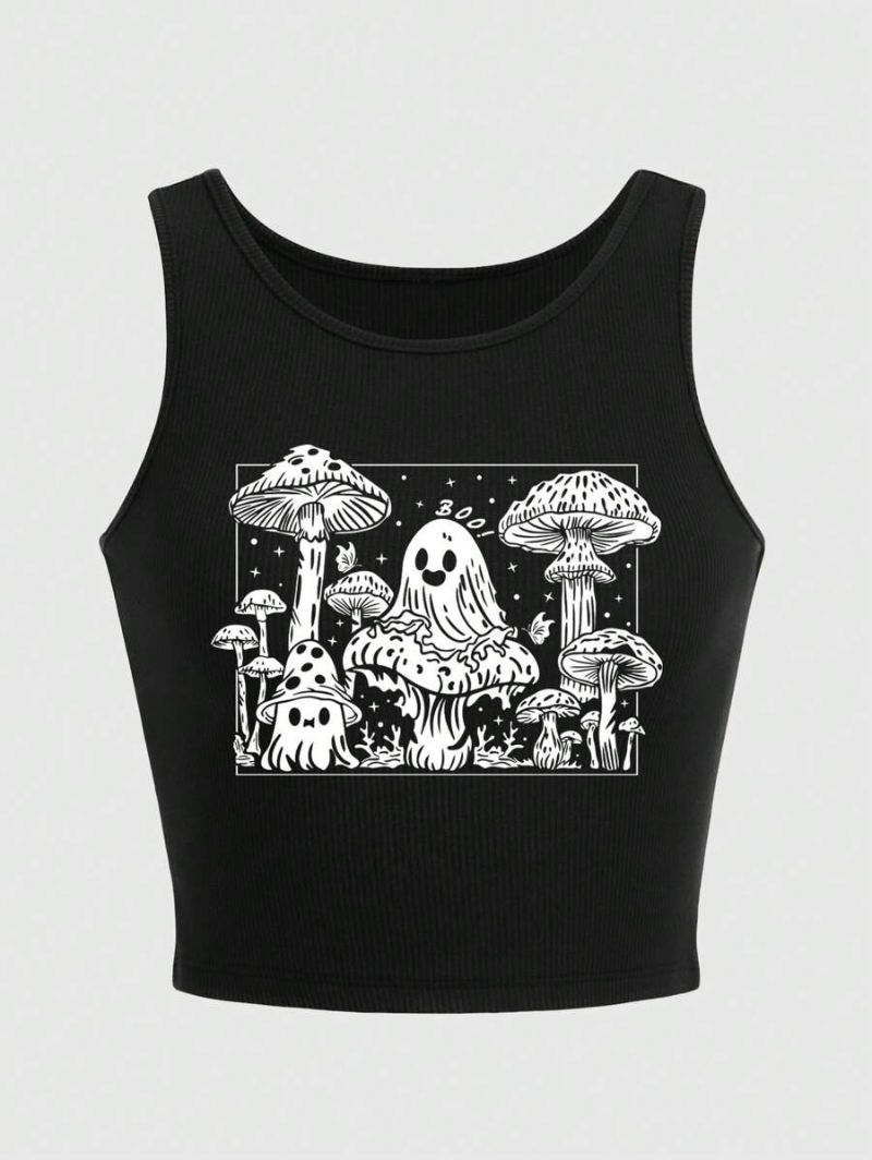 Fairycore Women's Cartoon Mushroom Pattern Tank Top For Summer