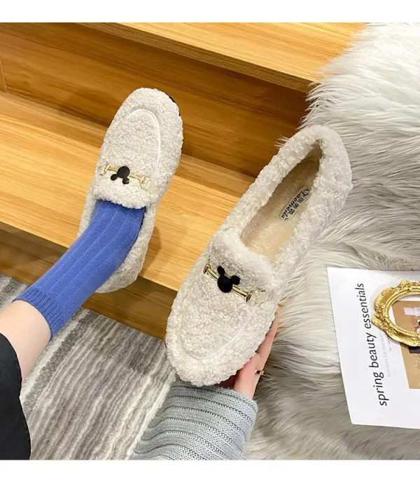 Cilool Furry Flats Loafers Fu64