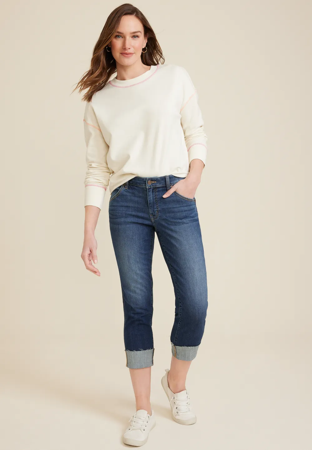 m jeans by maurices™ Classic Mid Rise Straight Cropped Jean