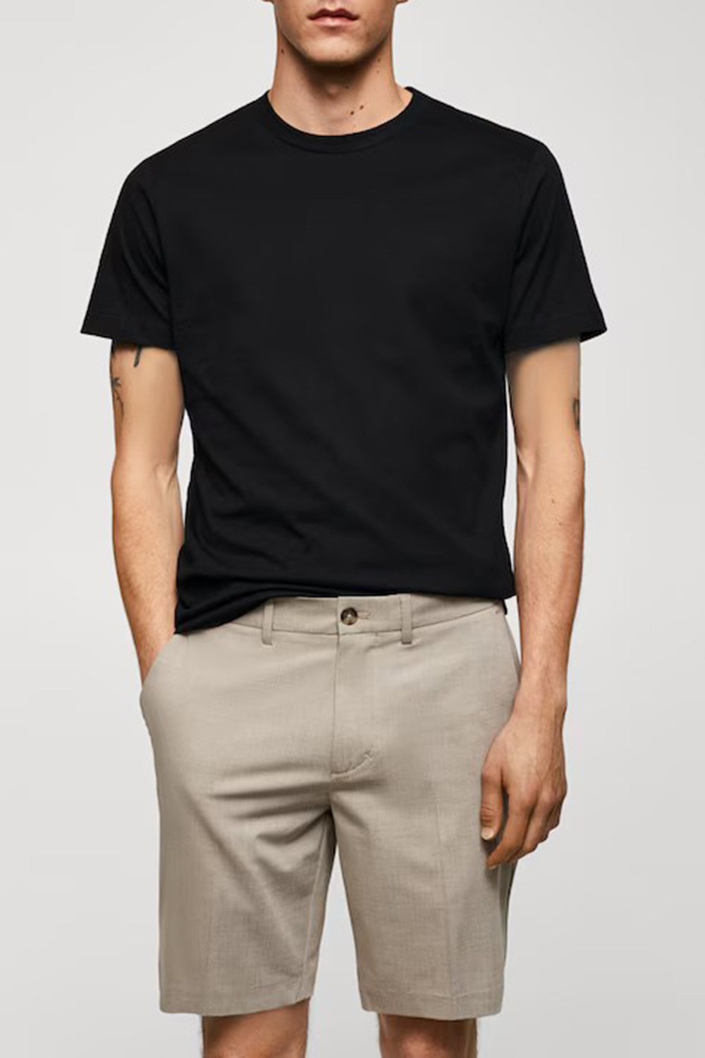 Rounded Neck Stretch T-shirt