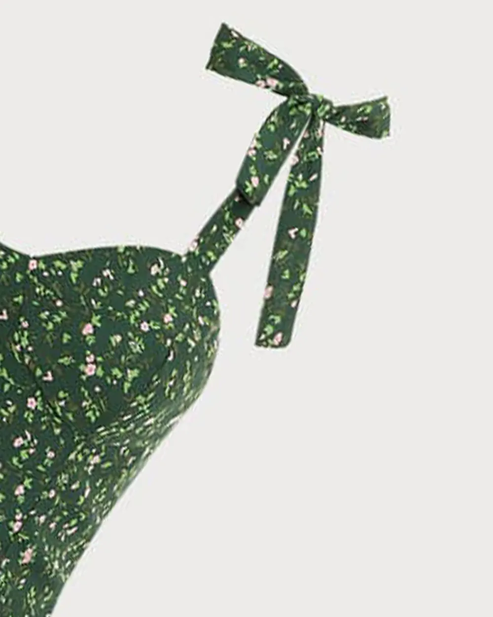 Green Floral Print Suspender Dress